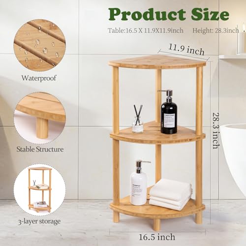Corner Shower Caddy Stand - Bamboo Bathroom Organizer with Anti-Slip Feet - Water-Resistant & Space-Saving - Shower & Kitchen Storage - Shower caddy-022