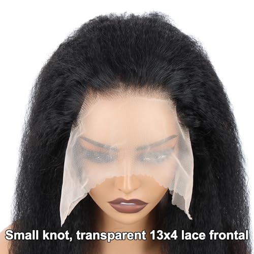 Kerriana 12 Inch Kinky Straight Lace Frontal Human Hair 13x4 Natural Yaki Closure