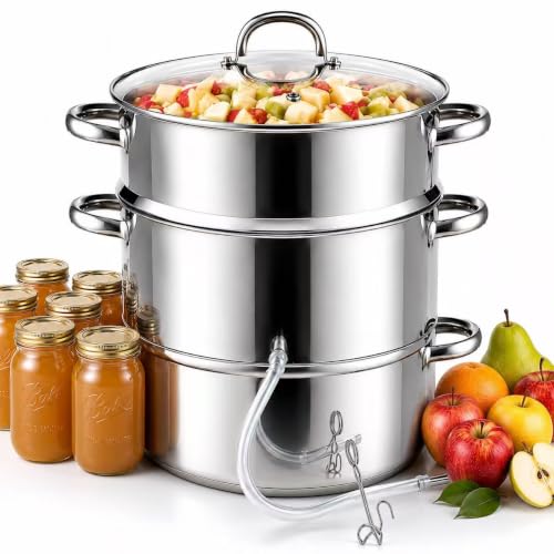 11 Quart Stainless Steel Steam Juicer Pot for Home Canning & Juice Extraction