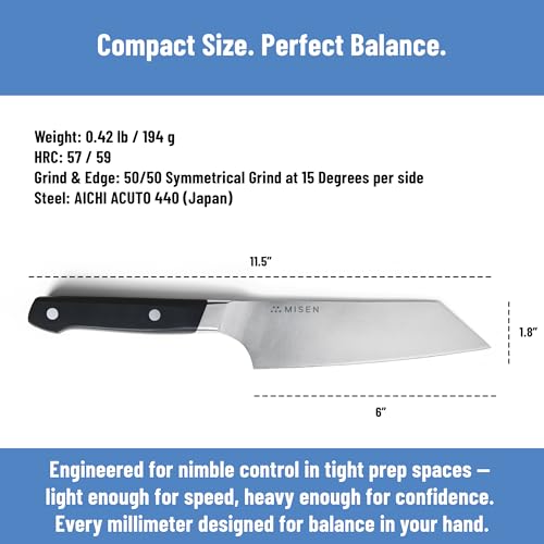 Misen 6-Inch Bunka Knife Black - High-Carbon Stainless Steel Kitchen Utility Knife
