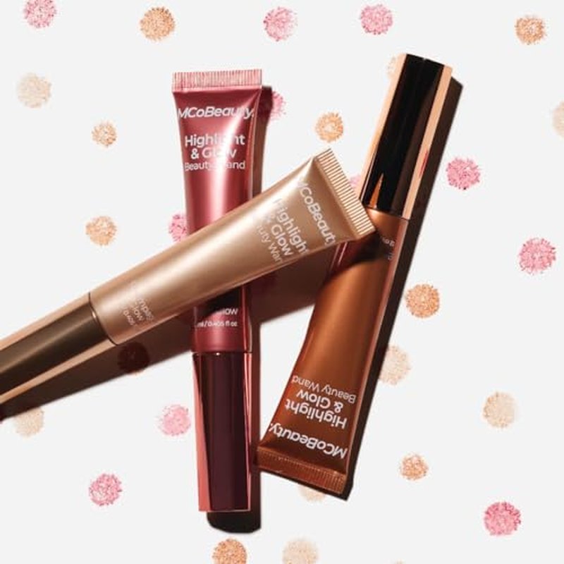 MCoBeauty - Highlight and Glow Beauty Wand - Buildable Liquid Highlighter - Champagne Shade - Liquid Cream with Cushion Applicator for Soft, Radiant Finish - Highlighters Makeup