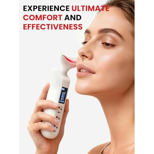 Face Massager Portable Charging Dock, Red Light Therapy for Face and Neck, 3 Heat Settings, Vibrating Face Massage, 9-Color & 30-Day Battery | Home Spa Travel Skincare - White