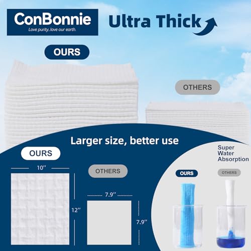 Conbonnie Ultra Soft Disposable Face Towels 10x12 Inches, 50 Count Pack of 4