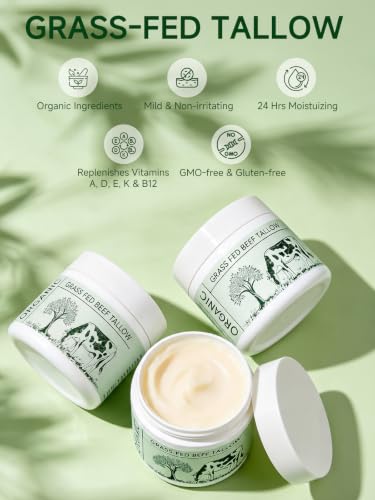 Organic Grass-Fed Beef Tallow Face Moisturizer 1.7oz Pack of 4 - Deep Hydration