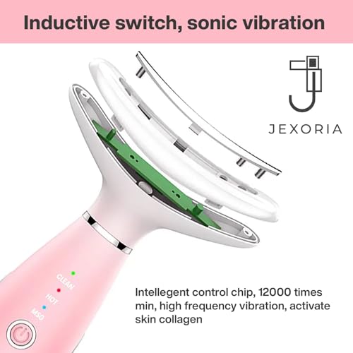 7-Color LED Light Therapy Massager with Heat & Vibration ? Face & Neck Skin Firming & Facial Tightening Tool ? Jawline Care ? Gift for Moms, Teens & Friends