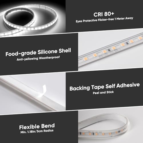 LED Strip Light 50Ft Cool White Super Bright 12000LM Waterproof Indoor Outdoor