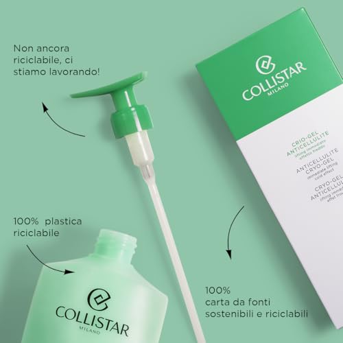Collistar Anti-Cellulite Kryo Gel Body Cream with Cooling Effect, Stimulates Microcirculation and Fluid Drainage for Orange Peel, Heavy Legs and Sensitive Capillaries 400ml