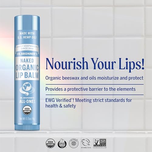 Organic Lip Balm Set 6-Pack Unscented, Hydrating & Petroleum-Free, Men & Women