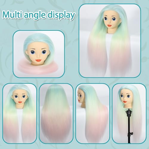 Unicorn 24'' Mannequin Head with Hair for Braiding & Styling Training, TKIMHEQ