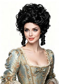 Black Short Wavy Curly Wig for Women - 70s 80s Bouffant Beehive Costume Halloween