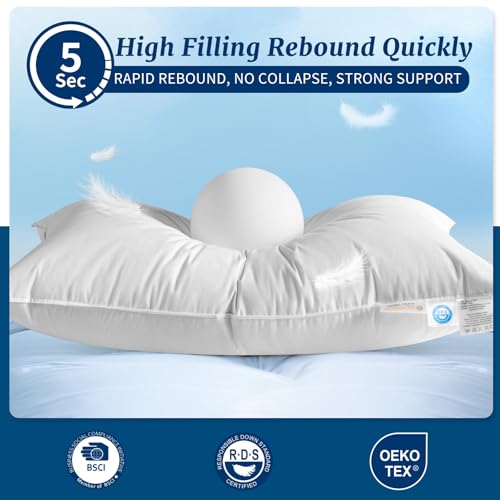AiAngu Canadian Luxury Goose Down Pillow King Size 1050 Fill Power White