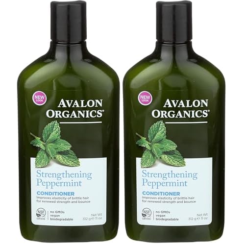 Avalon Organics Conditioner Strengthening Peppermint, 11 oz (Pack of 2)