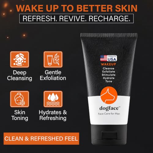 Dogface 5-in-1 Men’s Face Wash & Exfoliating Gel, Hydrating Skin Care 5.3 oz
