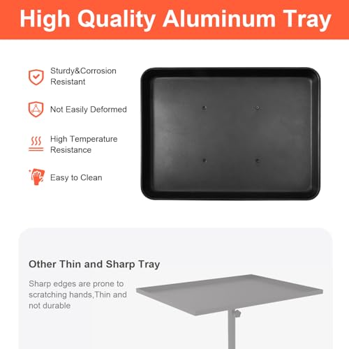 Salon Rolling Tray Cart with Wheels & Adjustable Height - Black