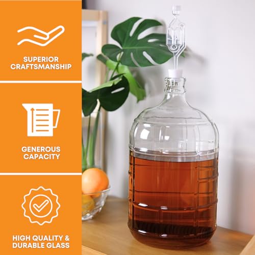 6 Gallon Glass Carboy for Wine Beer and Kombucha Fermentation