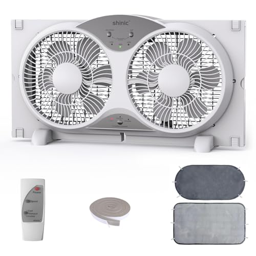 9-Inch Twin Window Fan - Reversible Airflow, Low Noise, Adjustable Size
