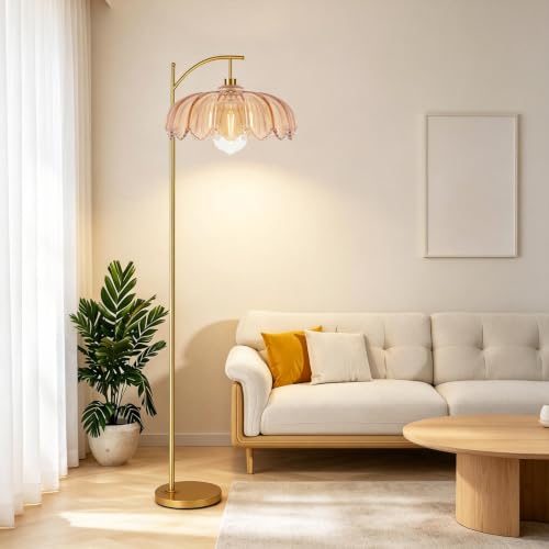 QIYIZM Floor Lamp - 65-69in Height, Dimmable Brass Tall Lamp with Remote (Variant: Floor Lamp--2), Mid Century Modern