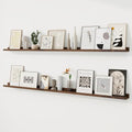 Walnut 72-Inch Picture Ledge Shelf Set of 2 - Floating Wall Shelves for Photos & Display