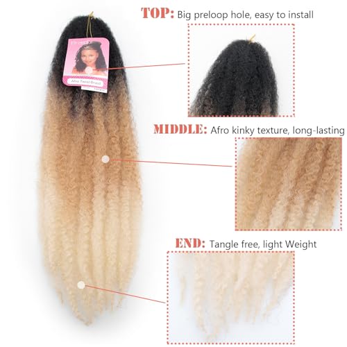 BYKSVIOC 8 Packs Blonde and Brunette Marley Twist Braiding Hair 24 Inches - Afro Kinky Curly Faux Locs Synthetic Crochet Hair Variation of 1B/27/613