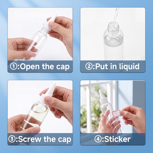 TRENDBOX 4oz Clear Plastic Bottles with Twist Top Caps - BPA-Free, Pack of 24 with Labels