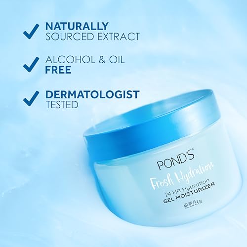POND¡¯S Fresh Hydration Gel Moisturizer ? 24 HR Hydration with Vitamin E, Hyaluronic Acid & Vitamin B3 ? Alcohol & Oil-Free Face Moisturizer ? Dermatologist Tested, 3.4 oz