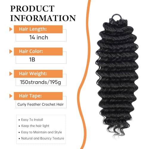Deep Wave Crochet Hair for Black Women - 1B / 14 Inch - 150 Roots