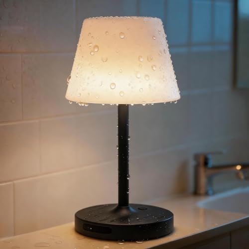 Outdoor Waterproof Shower Lamp - Black, 8000mAh Rechargeable Bathroom Light