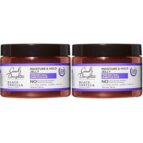 Carol's Daughter Black Vanilla Moisture and Hold Jelly,Hair Gel For Dry Hair with Shea Butter,Jojoba and Vanilla,12 Fl Oz,(Pack of 2)