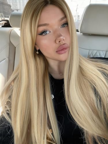 Long Straight Synthetic Wig 26 Inches - Mix Blonde, Heat-Resistant for Women