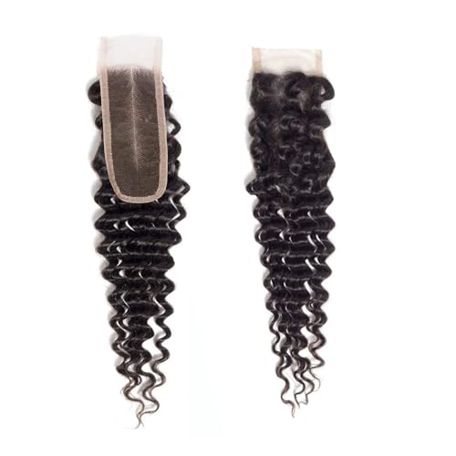 Brazilian Deep Wave Lace Closure 2x6 Inch Human Hair 16 Inch Natural Style - 1b Variation