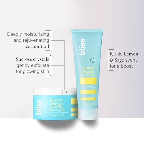 Lemon & Sage Body Scrub and Body Butter Duo - Vegan, Hydrating, Exfoliating
