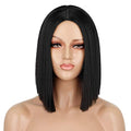 Entranced Styles Matt Black Short Wigs for Women 12.5 Inch Heat-Resistant Synthetic Bob Wig Halloween Cosplay Costume Party