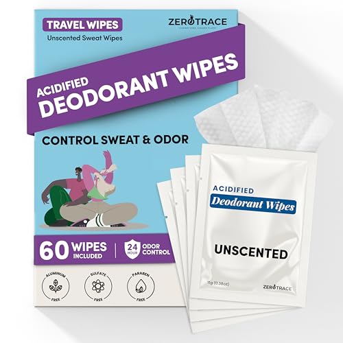 Zero Trace Travel Deodorant Wipes Unscented Bare Fresh - 60 Count