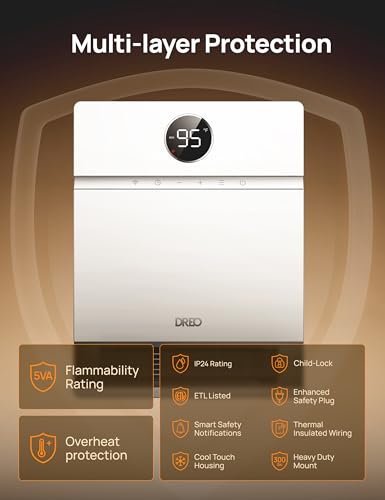 DREO White Wall-Mounted Smart Space Heater with Remote & Alexa - Standard Edition