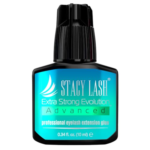 STACY LASH Extra Strong Evolution Advanced Eyelash Extension Glue (0.34fl.oz/10ml)/ 1Sec Dry /6Weeks Retention/Black Adhesive