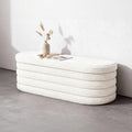 43-Inch Storage Ottoman Bench with Padded Top and Sherpa White Fabric