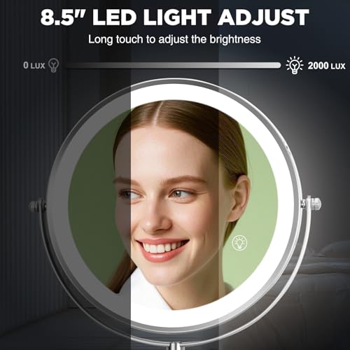 Chrome-Light 30X Wall Mounted Makeup Mirror Double Sided with Adjustable Lighting