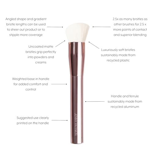 Jenny Patinkin Sustainable Luxury Complexion Brush ?2.5x More Bristles, Vegan, Eco-Friendly Face Brush for Foundation, Contour, Blush, Bronzer, Highlighter & Powder ? Multi-Purpose Makeup Brush