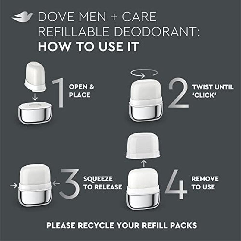Dove Men+Care Deodorant Refill 0 percent Aluminum Clean Touch Aluminum Free Deodorant 1.13 Ounce (Pack of 2)