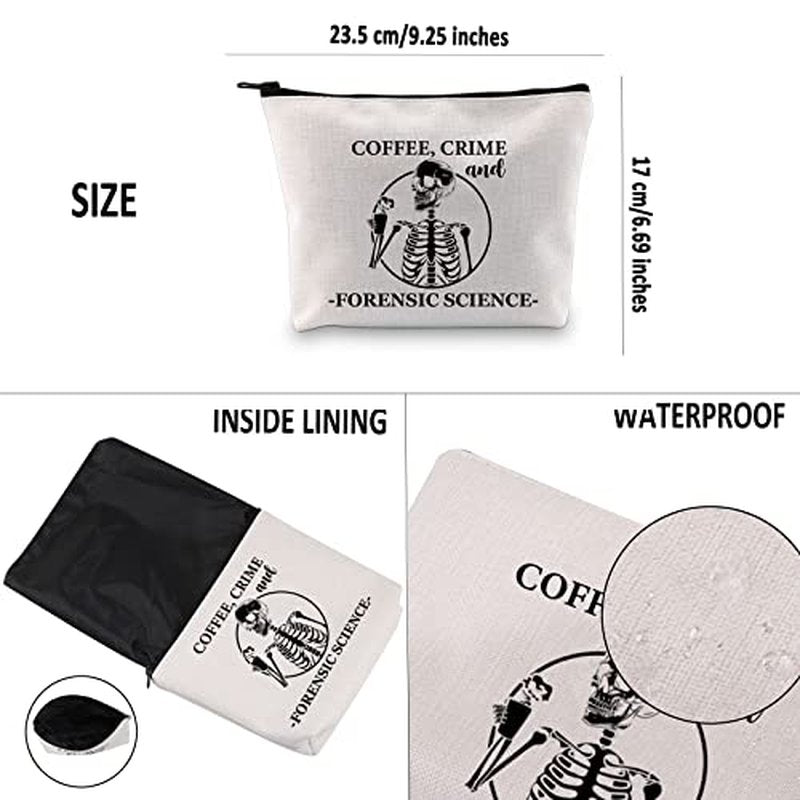 G2TUP Forensic Scientist Gift Coffee Crime And Forensic Science Makeup Bag Forensic Science Investigator Cosmetic Bag Criminologist Gift Travel Bag (And Forensic Science White Bag)