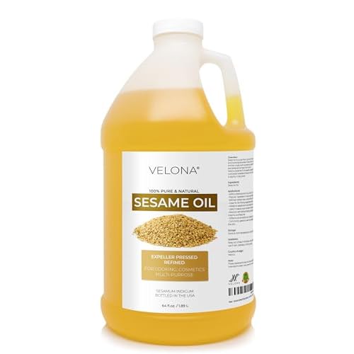 Sesame Seed Oil by Velona - 64 Fl Oz | 100% Pure and Natural Carrier Oil | Refined, Expeller Pressed | Cooking, Skin, Hair, Body & Face Moisturizing | Use Today - Enjoy Results