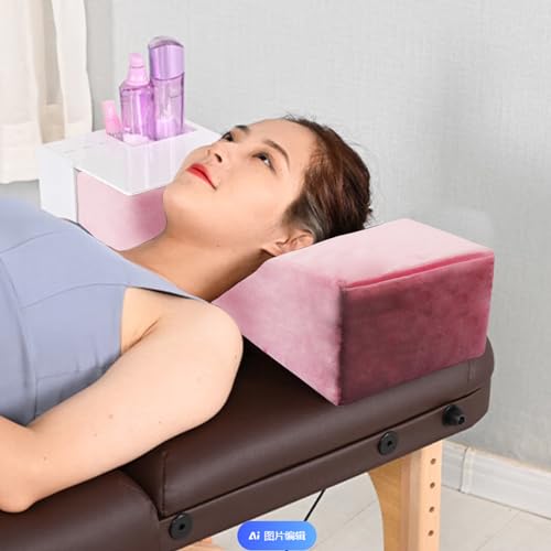 Beauty Salon Eyelash Extension Velvet Lash Pillow Beauty Salon Memory Foam Neck Pillow for Lash Extension Grafting Make Up Side Pockets for Tools(Pink,2Pack)