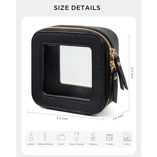 LETGO Clear Makeup Bags Small, Small Makeup Bag for Purse,Mini Clear Makeup Pouch Purse Organizer Fit Carry-on Travel Essentials,Cute Cosmetic Bags Car Accessories for Women (Mini-Black)