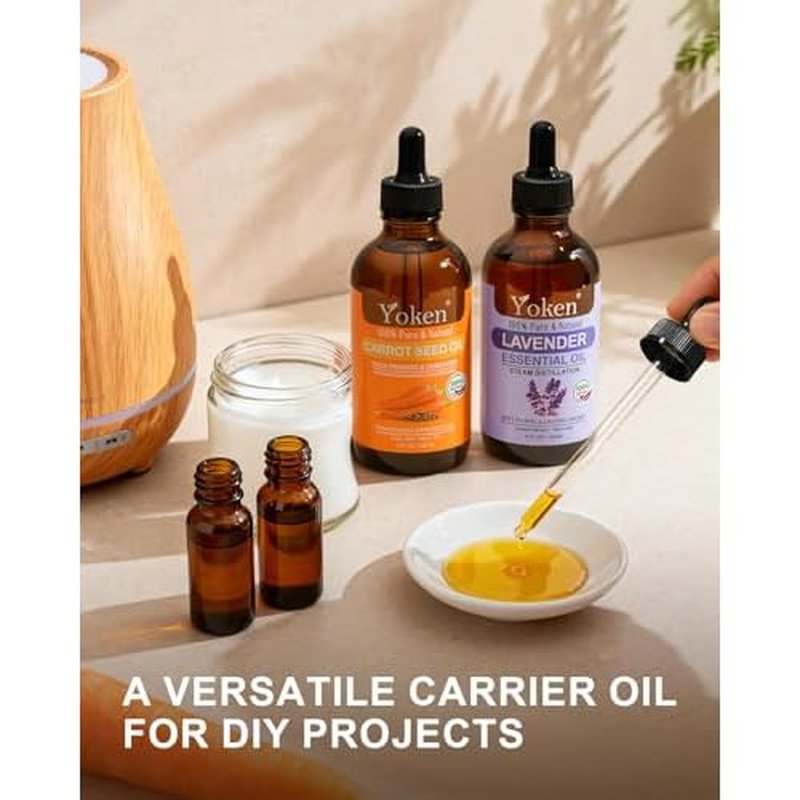 Cold Pressed Carrot Seed Oil 4 fl oz - 100% Pure and Natural Carrier Oil for Skin & Hair, Lightweight Facial & Scalp Oil, Gua Sha, DIY Blends, Massage