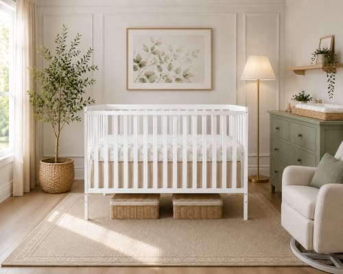 White 5-in-1 Convertible Baby Crib - Greenguard Gold & Non-Toxic Finish