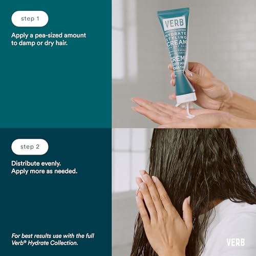 VERB Hydrate Styling Cream - Smooth + Reduce Frizz for Dry + Frizzy Hair - Amber + Warm Jasmine Scent