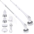 White Cordless Electric Spin Scrubber with Extendable Handle & 4 Brush Heads