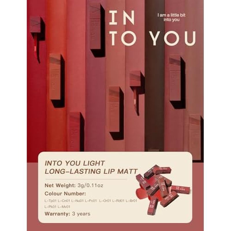 INTO YOU Matte Velvet Lip Stain Long Lasting Waterproof Lip Gloss Makeup Moisturizing Lipstick for Women (L-Rd01)