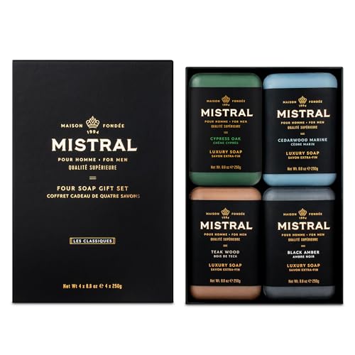 Men's Luxury Triple-Milled Bar Soap Gift Set - 4 Scents, 8.8 oz Each
