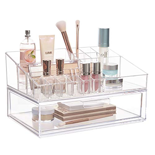 STORi Audrey Makeup Organizer & Drawer Bundle, Holder for Makeup Brushes, Palettes, & Beauty Supplies, Made in USA